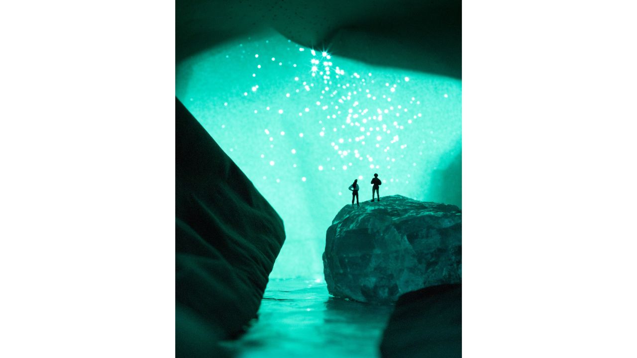 "<strong>Glowing Gore-Tex Cave": </strong>This photograph was inspired by Sullivan's adventures photographing the glowworm caves in New Zealand.