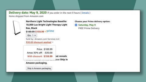 The price of the Northern Light Technologies Boxelite 10,000 LUX Therapy Box drops as low as $159.99 with $30 off.