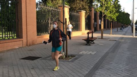 Some runners and cyclists wore masks as Spaniards were allowed outside to exercise for the first time in seven weeks.