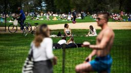 People rest and enjoy the day at Central Park maintaining social distancing norms, during the outbreak of the coronavirus disease (COVID-19) in the Manhattan borough of New York City, U.S., May 2, 2020. REUTERS/Eduardo Munoz