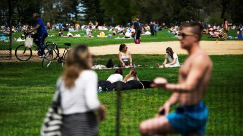 The New York City Parks Department told CNN most visitors were in compliance with social distancing rules.