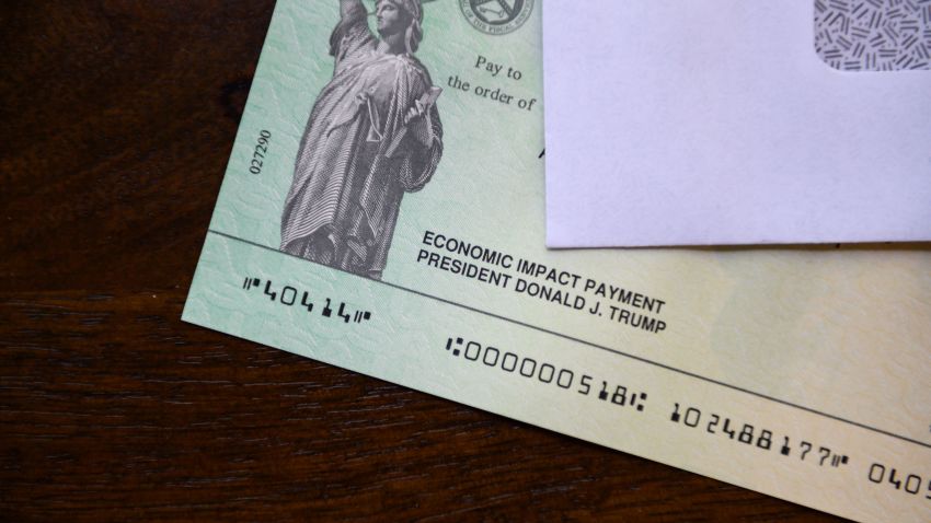President Donald Trump's name appears on a stimulus check on May 3, 2020.