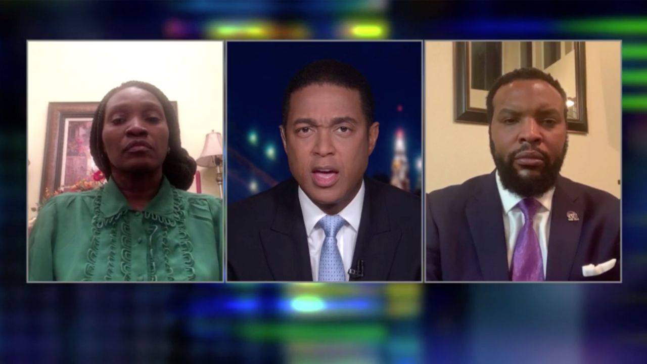 Wanda Cooper, left, and attorney Lee Merritt speak with CNN's Don Lemon on Sunday, May 3, 2020. Cooper says her son, Ahmaud Arbery, was shot and killed while jogging in Brunswick, Georgia, on February 23, 2020. 