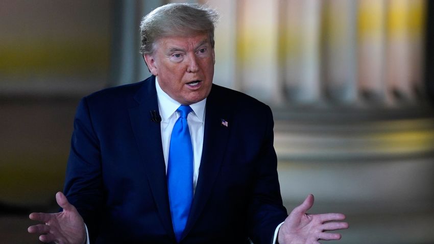 President Donald Trump speaks during a Fox News virtual town hall from the Lincoln Memorial, Sunday, May 3, 2020, in Washington. (AP Photo/Evan Vucci)