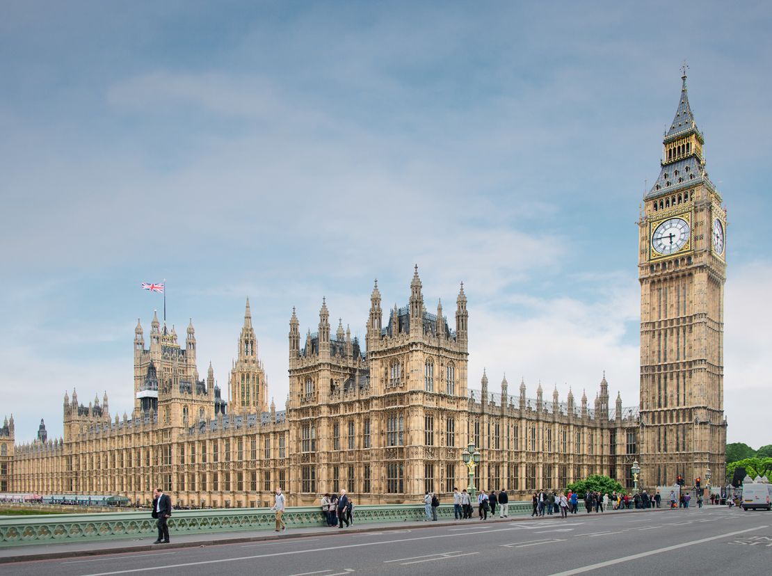 The Palace of Westminster, which holds the Houses of Parliament in London, UK 