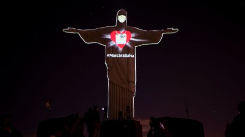 A timely message was projected onto the Christ the Redeemer statue this weekend.