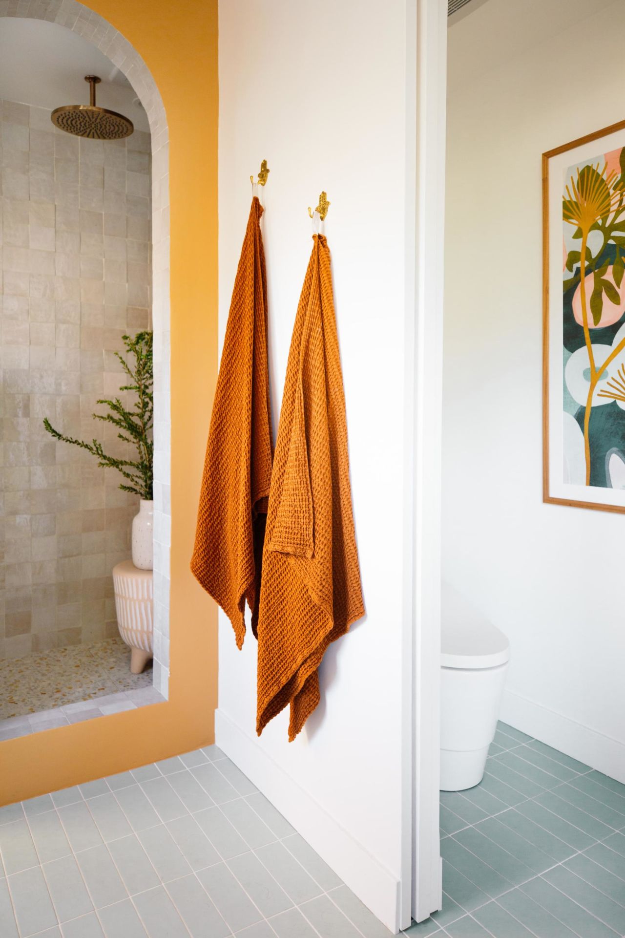 Paint isn't the only way to add color to a room -- smaller home decor like towels can enliven a space.