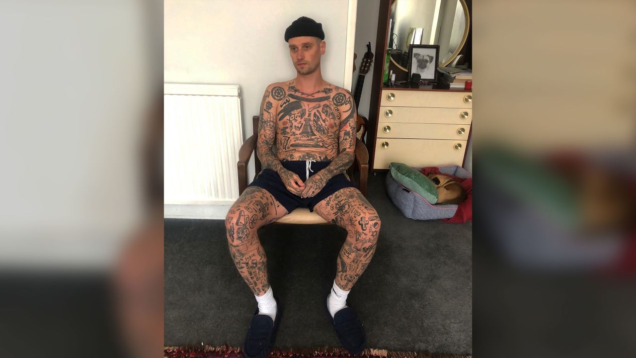 Chris Woodhead, from East London, has tattooed himself every day since he went into isolation.
