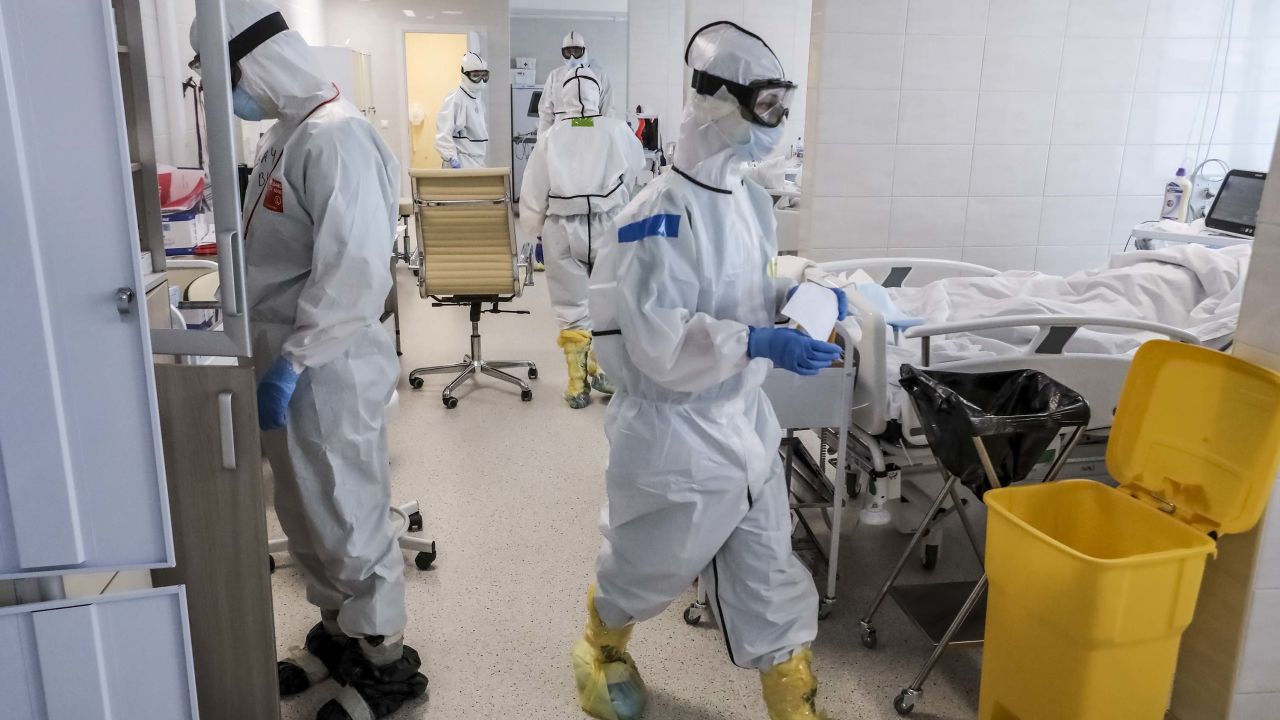 Doctors at the intensive care unit of a hospital in Moscow.