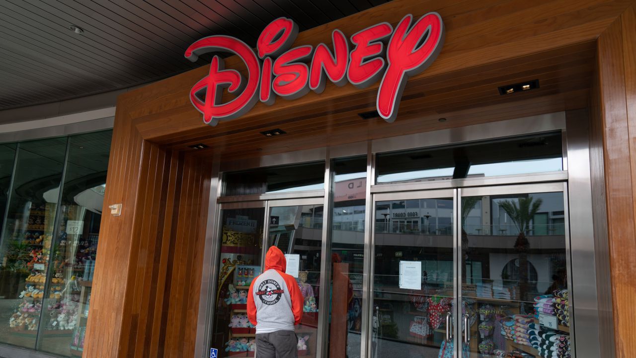 The Disney Store in Santa Monica's outdoor mall after Los Angeles ordered the closure of all entertainment venues.