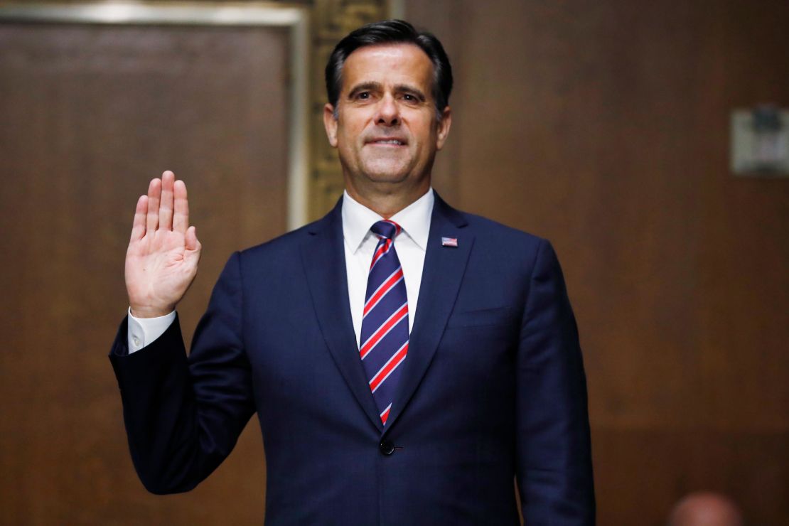 Rep. John Ratcliffe, a Texas Republican, is sworn Tuesday in before a Senate Intelligence Committee nomination hearing on Capitol Hill in Washington.