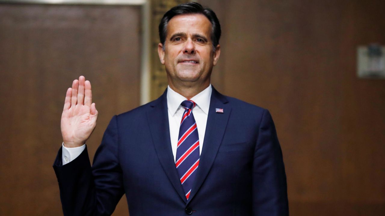 Rep. John Ratcliffe, a Texas Republican, is sworn Tuesday in before a Senate Intelligence Committee nomination hearing on Capitol Hill in Washington.