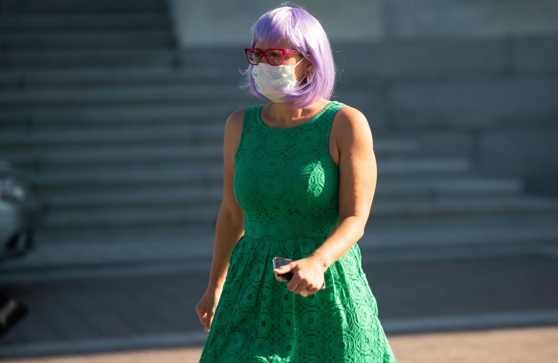 Sen. Kyrsten Sinema (D-AZ) leaves following a vote at the US Capitol in Washington, May 4, 2020. 