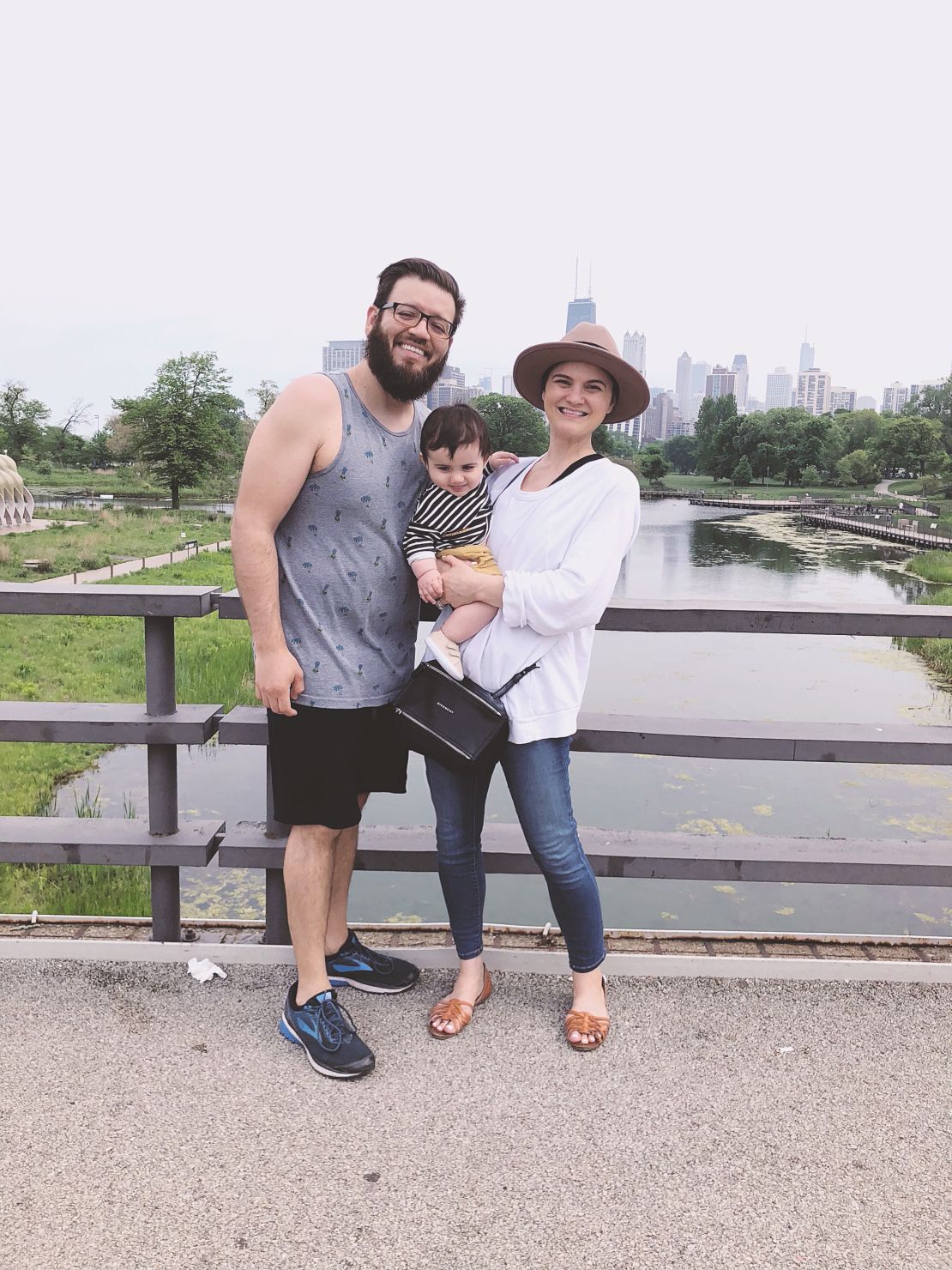 Massage therapist Rebecca Jackoboice with her son and husband, who is also a massage therapist.