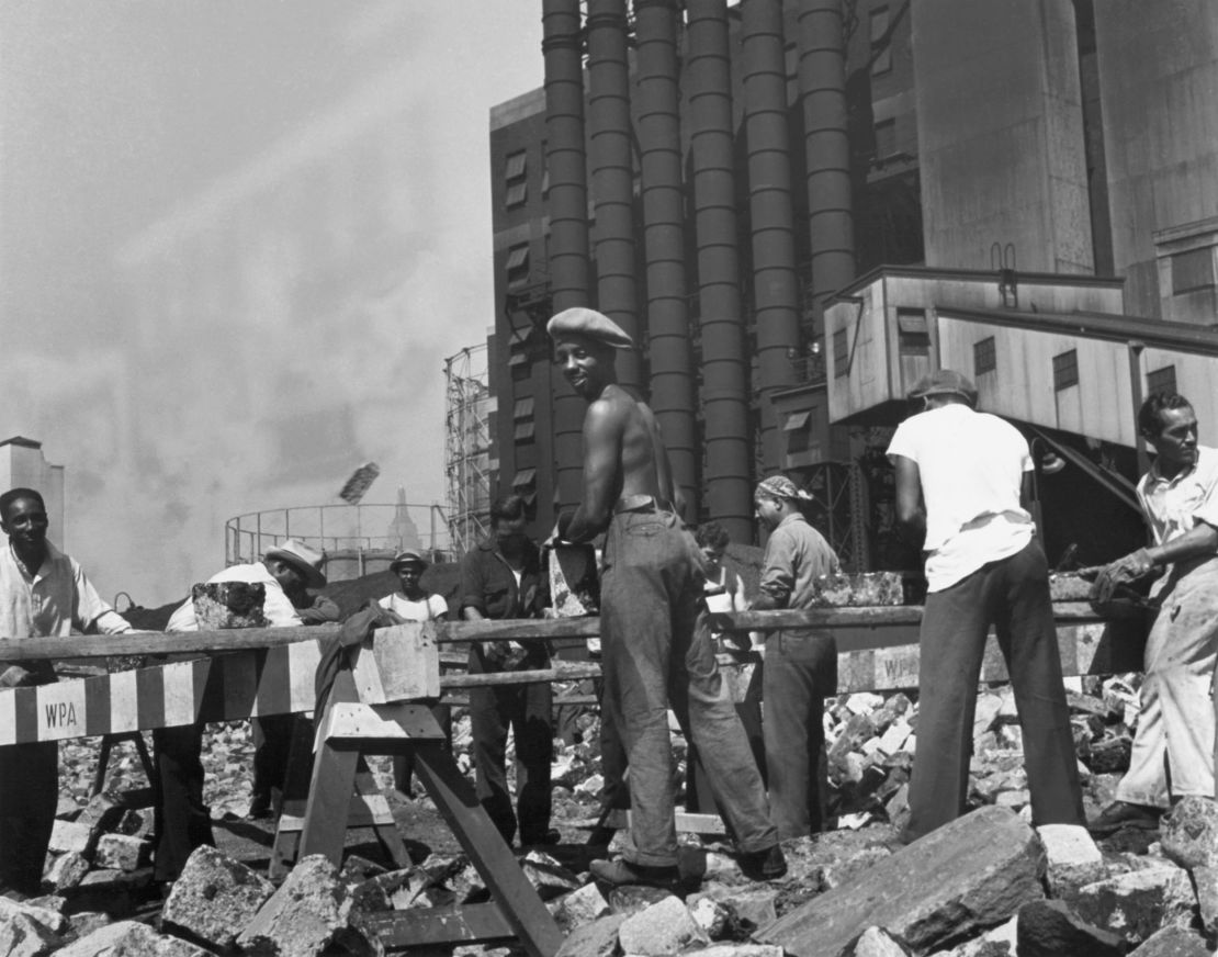 Works Progress Administration workers tackling a public works project in New York City.