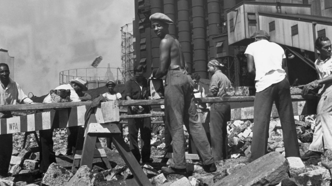 Works Progress Administration workers tackling a public works project in New York City.