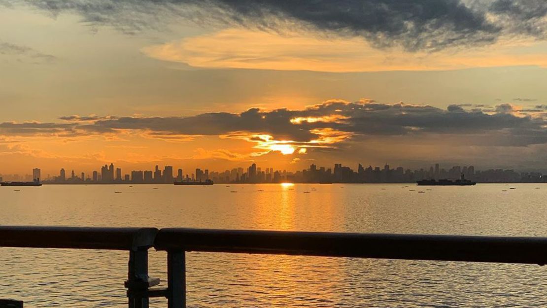 Drew Fairley is on board the Pacific Explorer, a P&O Cruises Australia ship outside Manila Bay. He took this photo of the view from the ship.