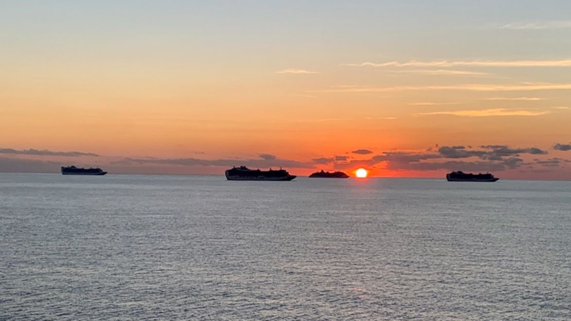 Princess Cruises employee MaShawn Morton took this photo of the cruise ships moored in Miami.