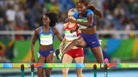 Muhammad pictured on her way to winning gold at Rio 2016.