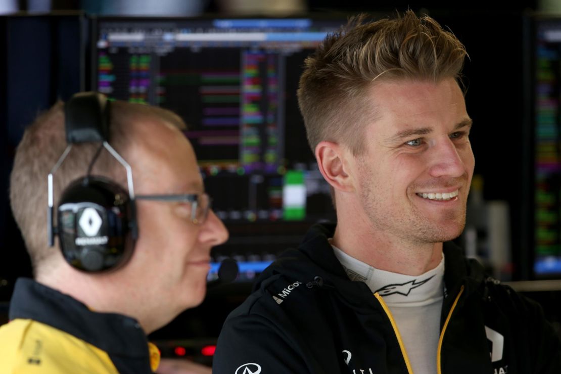 Hulkenberg prepares to drive during practice for the F1 Grand Prix of Brazil.