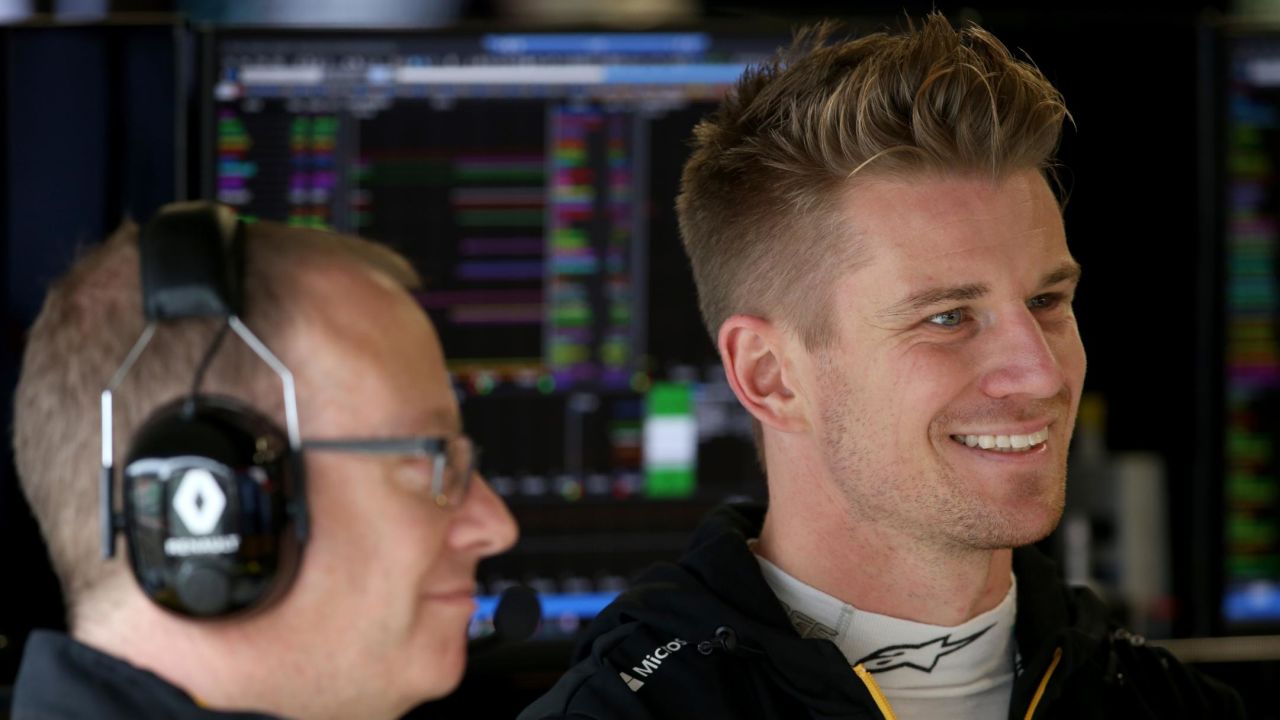 Hulkenberg prepares to drive during practice for the F1 Grand Prix of Brazil.