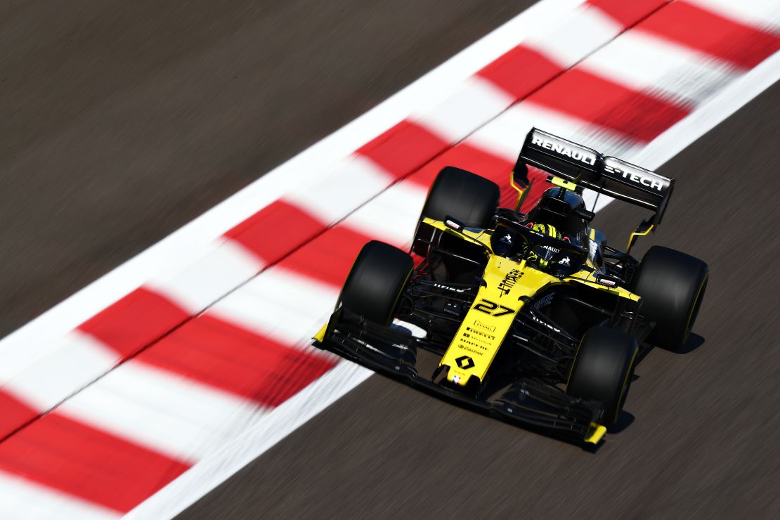 Hulkenberg races during practice for the F1 Grand Prix of Abu Dhabi.