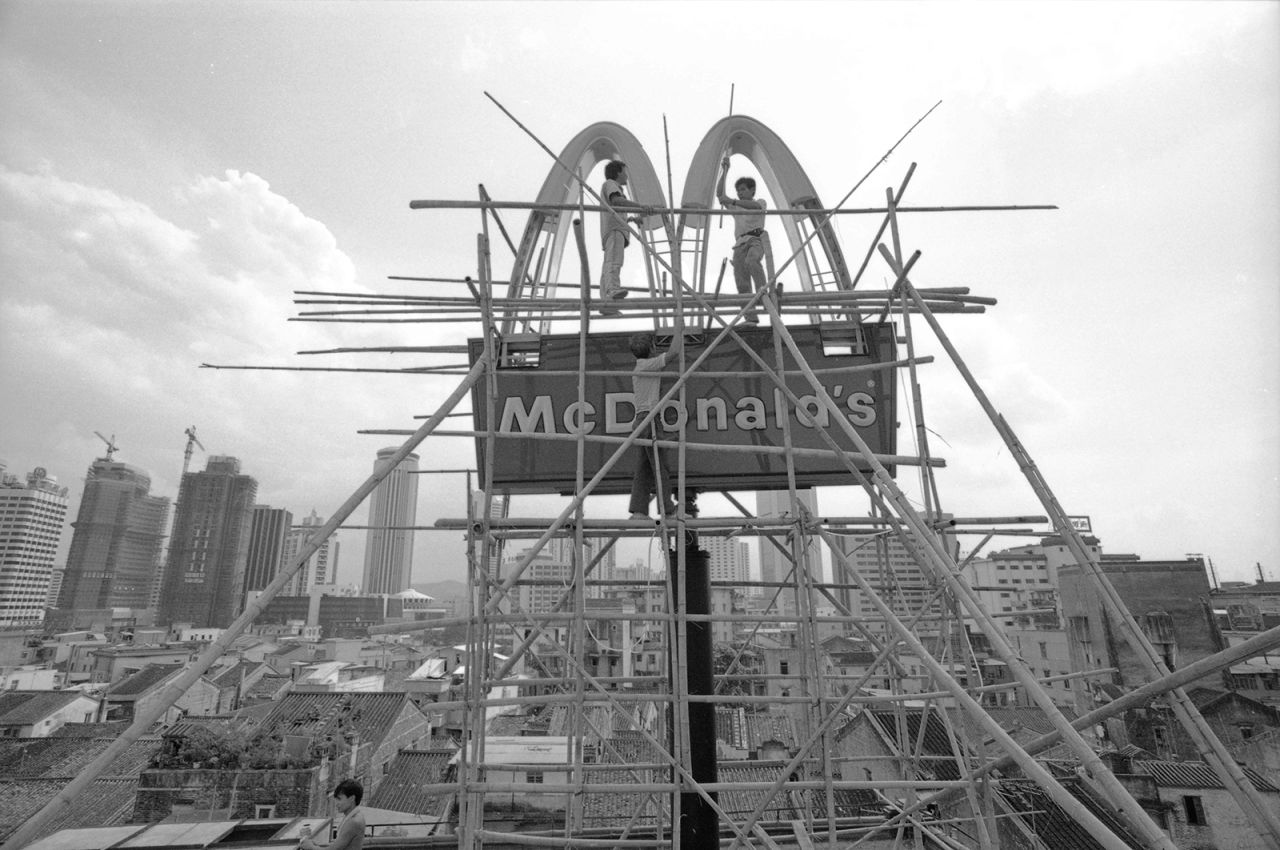 A new Shenzhen McDonald's under construction in 1990.