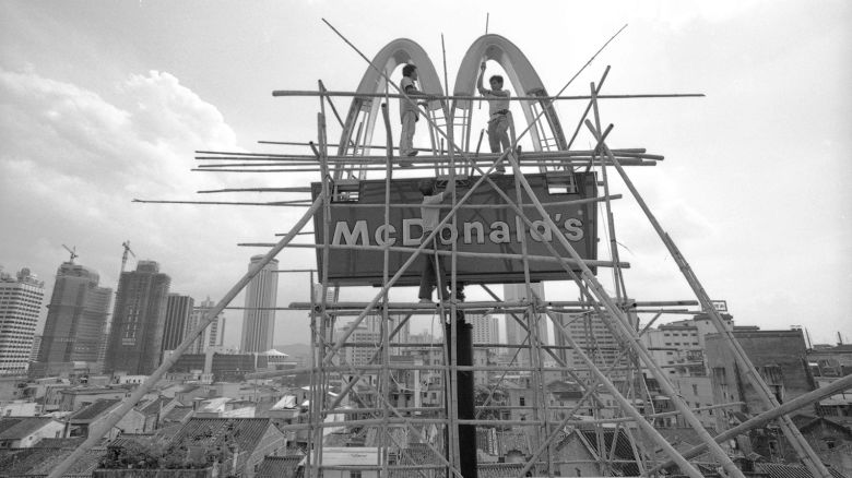 A new Shenzhen McDonald's under construction in 1990.