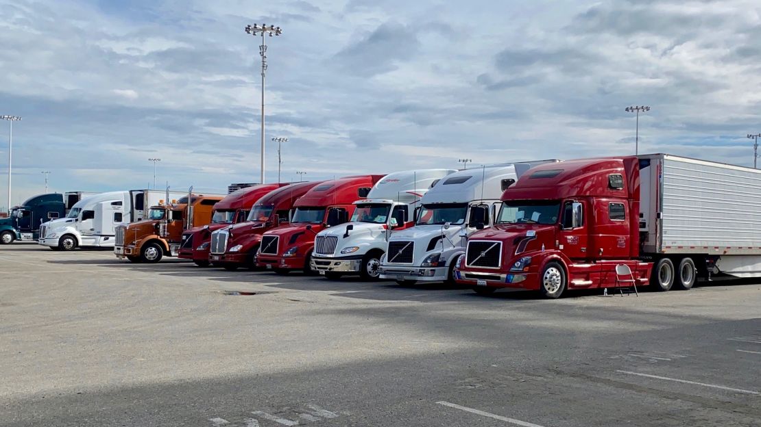 Trucks stand ready to deploy caches of medical supplies from the Strategic National Stockpile, 
March 10, 2020. 