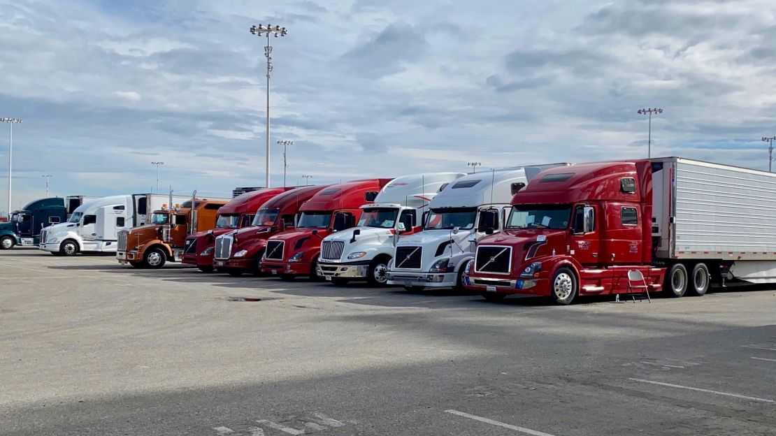 Trucks stand ready to deploy caches of medical supplies from the Strategic National Stockpile,
March 10, 2020.