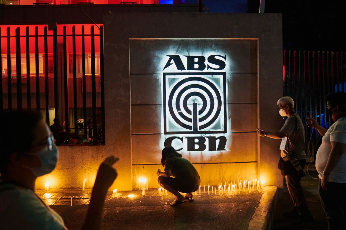Supporters gather in front of ABS-CBN's main office  on May 5 in Manila, Philippines.
