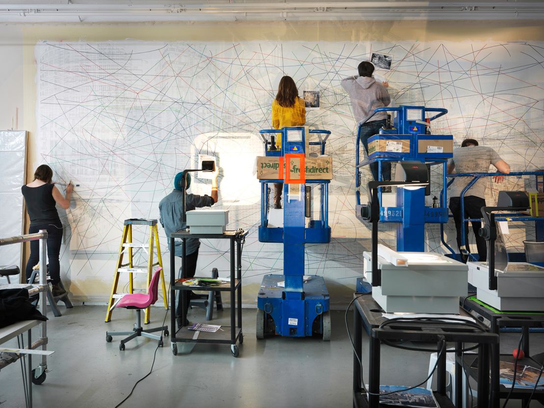 Many artists require teams to help execute their vision, including Julie Mehretu, who creates complex large-scale abstract drawings and paintings.