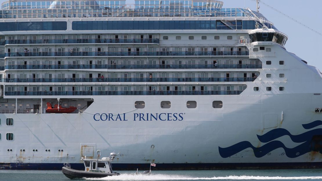 Christine Beehler was on board the Covid-hit Coral Princess, pictured here docked at Port Miami on April 4, 2020.