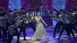 Bollywood actress Katrina Kaif performs on stage during the 20th International Indian Film Academy (IIFA) Awards at NSCI Dome in Mumbai on September 18, 2019. 