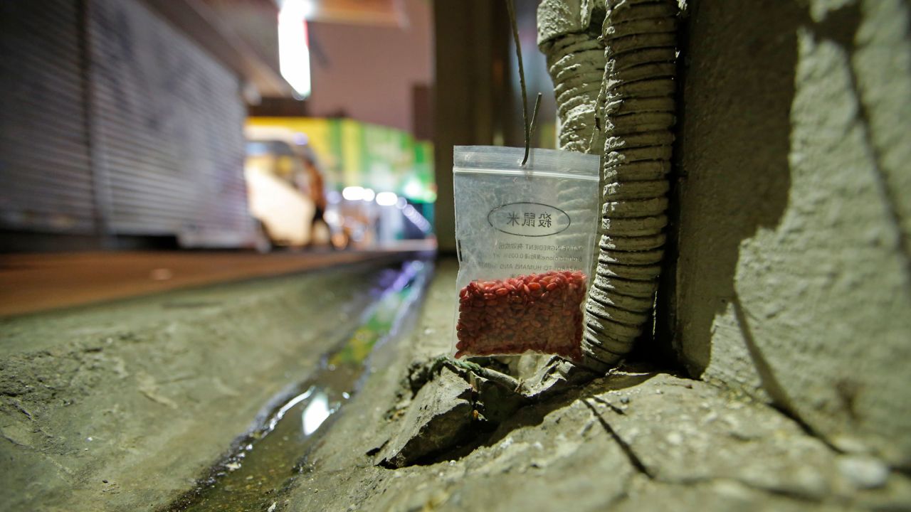 A bag of rat poison in an alley in Hong Kong, in November 2018. 