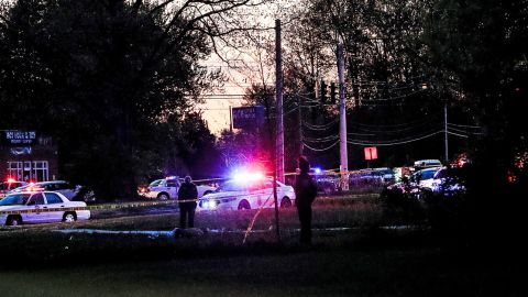 Indianapolis police at the scene of an officer-involved shooting at 62nd Street and Michigan Road, Indianapolis, Wednesday, May 6.