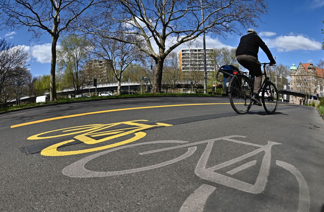 A recently expanded bike track in Berlin's Kreuzberg district.