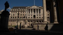 The Bank of England (BOE) stands in the City of London, U.K., on Wednesday, May 6, 2020. Bank of England policy makers will meet this week knowing that they'll probably have to do more to combat the U.K.s economic slump, if not now then soon. Photographer: Simon Dawson/Bloomberg via Getty Images