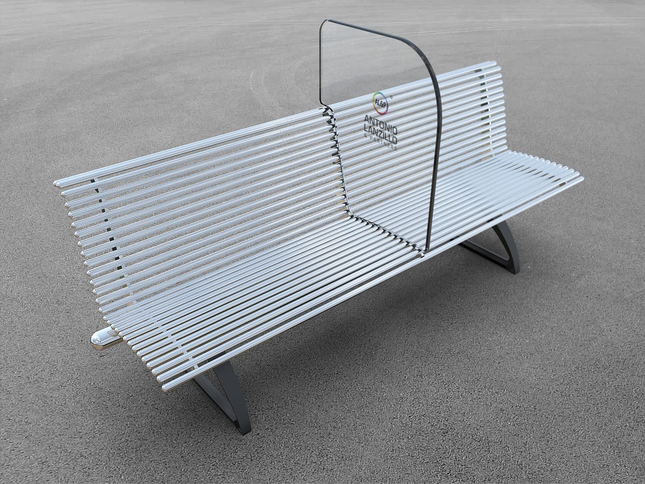 Milan-based architect Antonio Lanzillo has envisaged public benches equipped with acrylic glass "shield" dividers.
