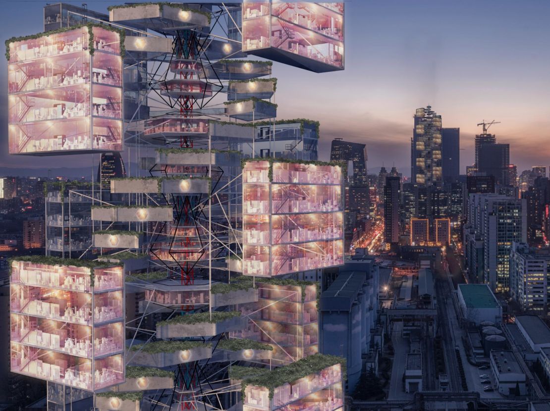 A recent skyscraper design competition was won by a prefabricated emergency healthcare tower dubbed "Epidemic Babel."