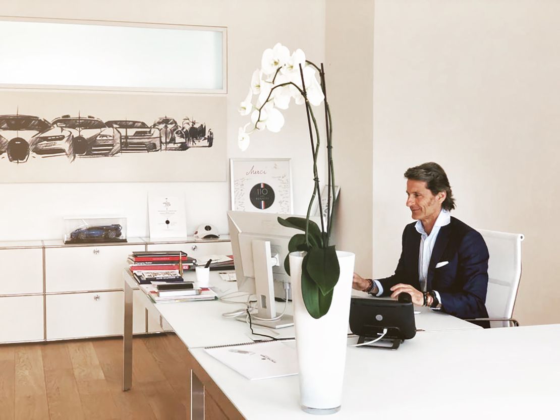 Bugatti president Stephan Winkelmann at his desk at the company's Molsheim, France, headquarters.