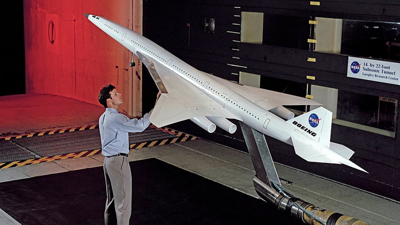 A Boeing-made High Speed Civil Transport model in 1993