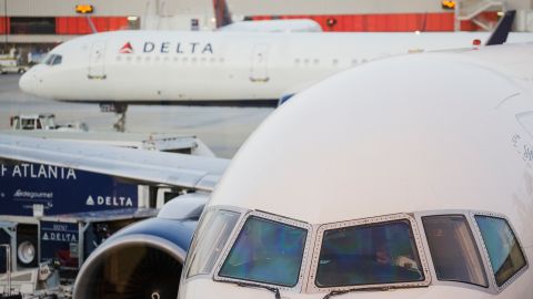 Delta jets on the tarmac at Atlanta International Airport