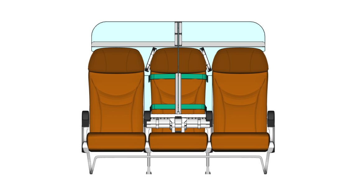 Florian Barjot designed this kit that can be installed on existing economy airplane seats.