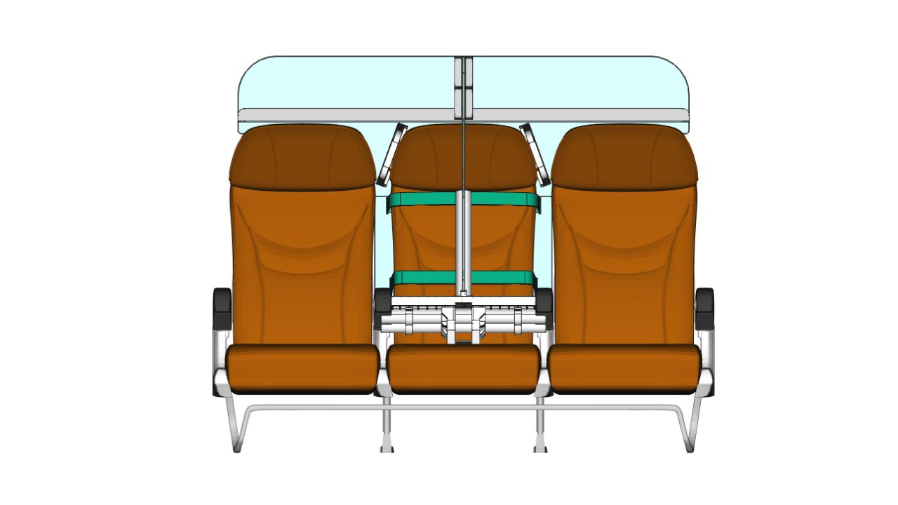 Florian Barjot designed this kit that can be installed on existing economy airplane seats.