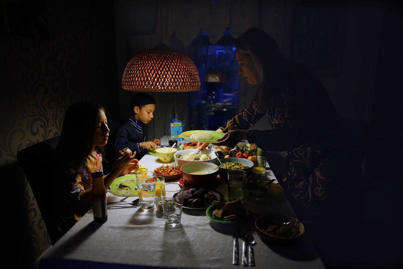 A family breaks fast in London on May 7.