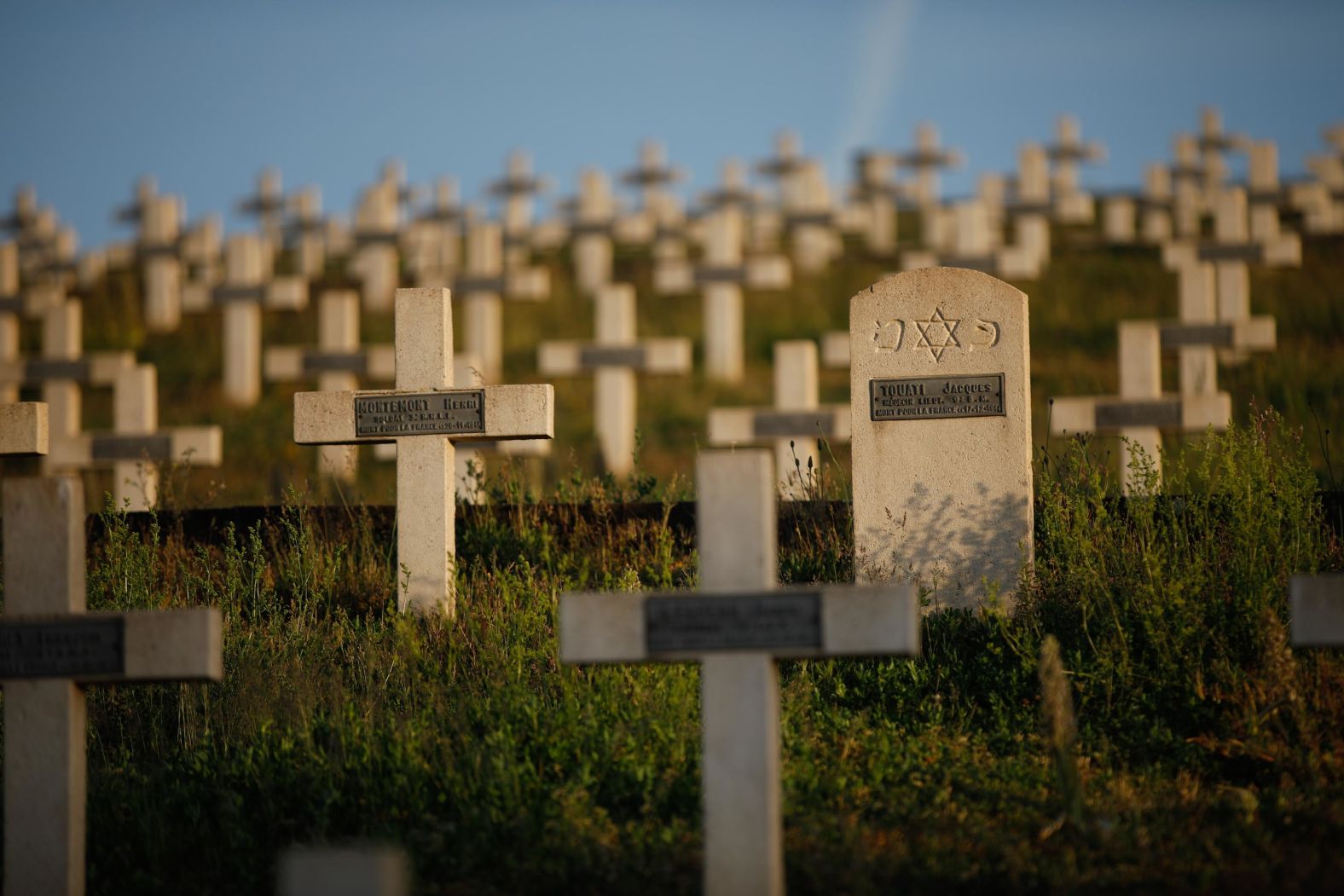 Graves of French soldiers killed in World War II are pictured at the military cemetery in Sigolsheim, France.