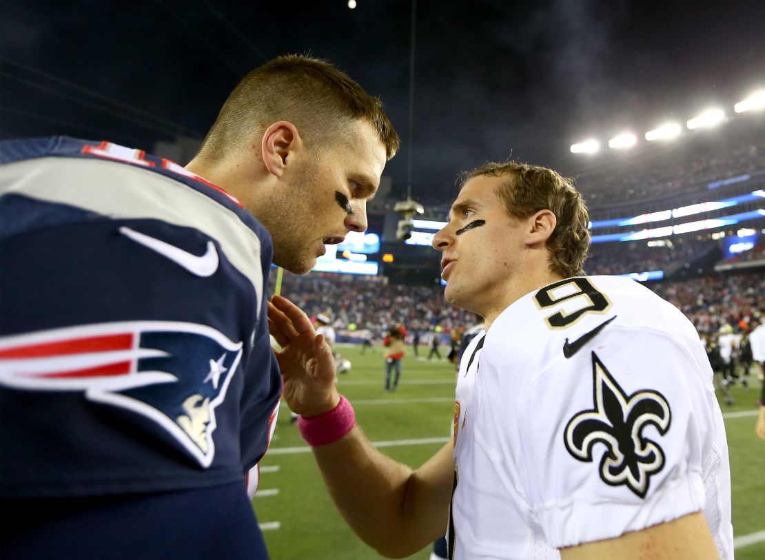 Brady and Brees currently rank first and second in all-time career touchdown passes with 547 and 541 respectively.
