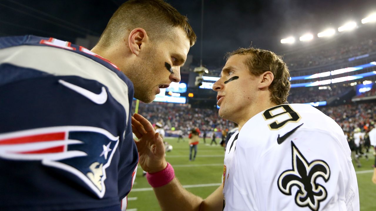 Brady and Brees currently rank first and second in all-time career touchdown passes with 547 and 541 respectively.