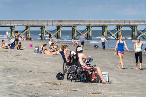 People enjoy a beach that had just reopened in Isle of Palms, South Carolina, on May 6.